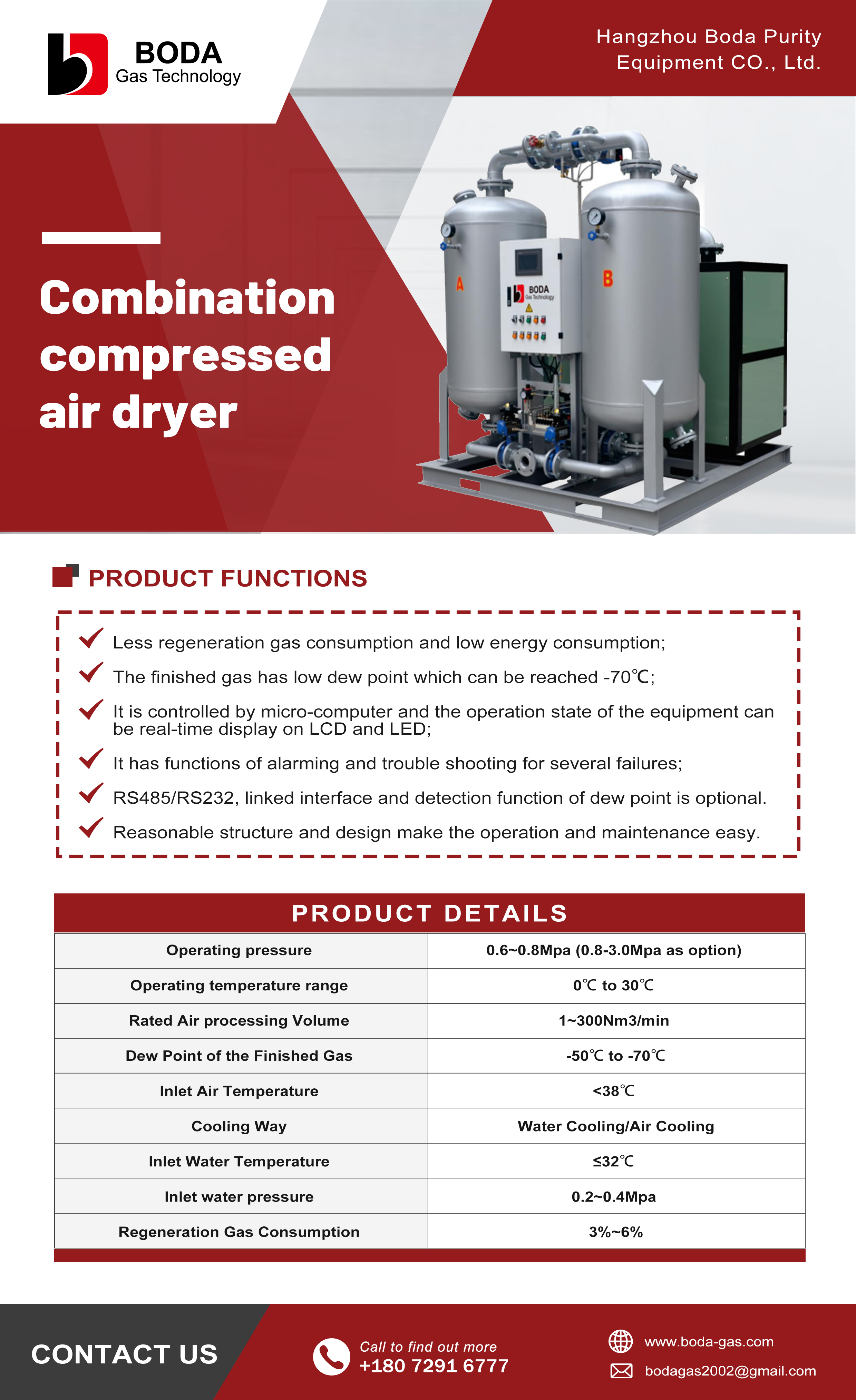 Combination air dryer installed in plant